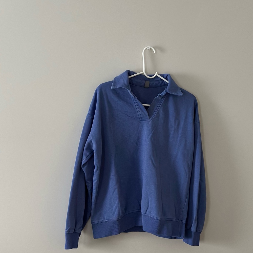 Blue Collared Sweatshirt